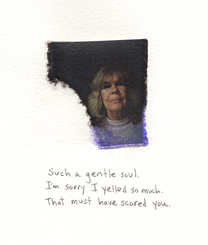 Mom Haiku 16, mixed media on paper, 2022, image and words dimensions 3 ½” x 3” paper dimensions 12” x 9” © Libby Saylor