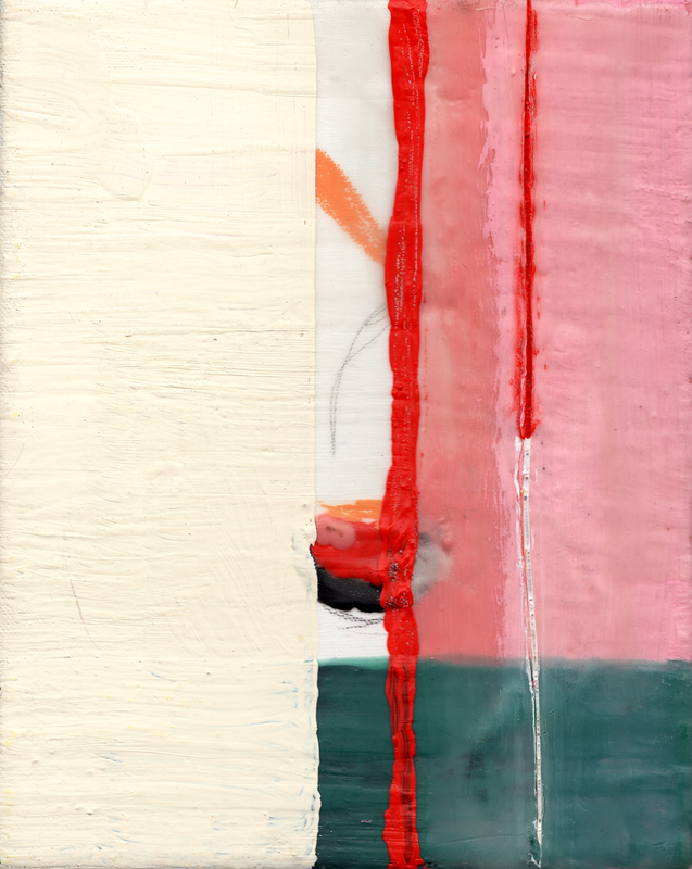 Pink and Red Abstract, encaustic and acrylic on canvas, 8