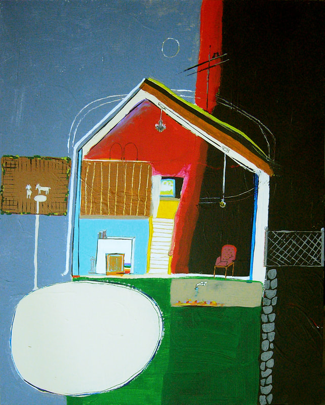 Suburbanscape II, mixed media on canvas, 24″ x 30″ 2010, by Libby Saylor, The Goddess Attainable
