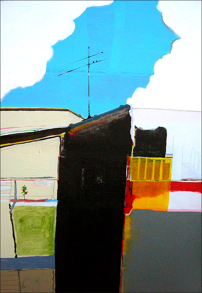 Urbanscape IV, mixed media on canvas, 24″ x 36″ 2009, by Libby Saylor, The Goddess Attainable