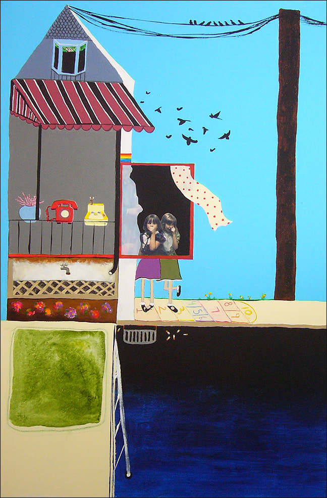 Urbanscape IX, mixed media on canvas, 24″ x 36″ 2010, by Libby Saylor, The Goddess Attainable