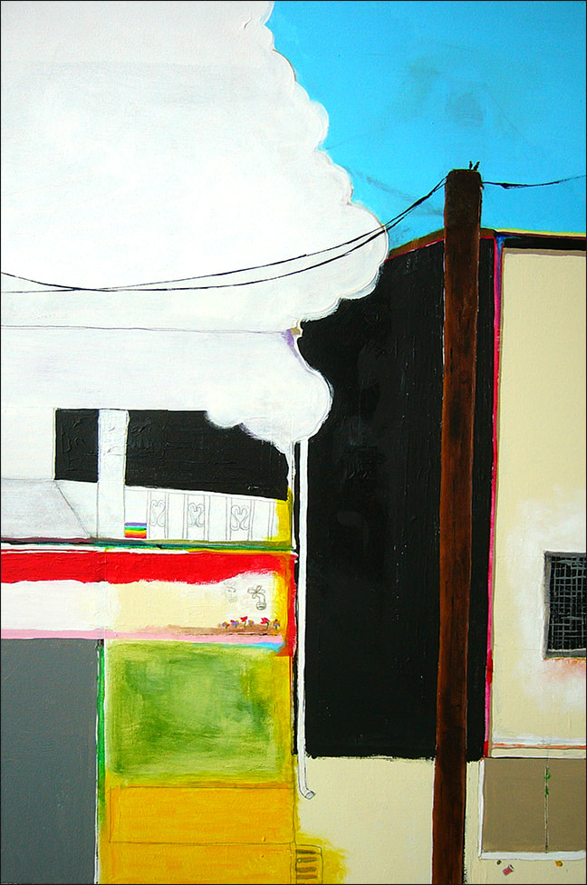 Urbanscape V, mixed media on canvas, 24″ x 36″ 2009, by Libby Saylor, The Goddess Attainable