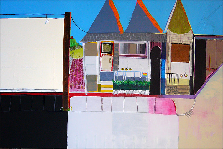Urbanscape VII, mixed media on canvas, 36″ x 24″ 2009, by Libby Saylor, The Goddess Attainable