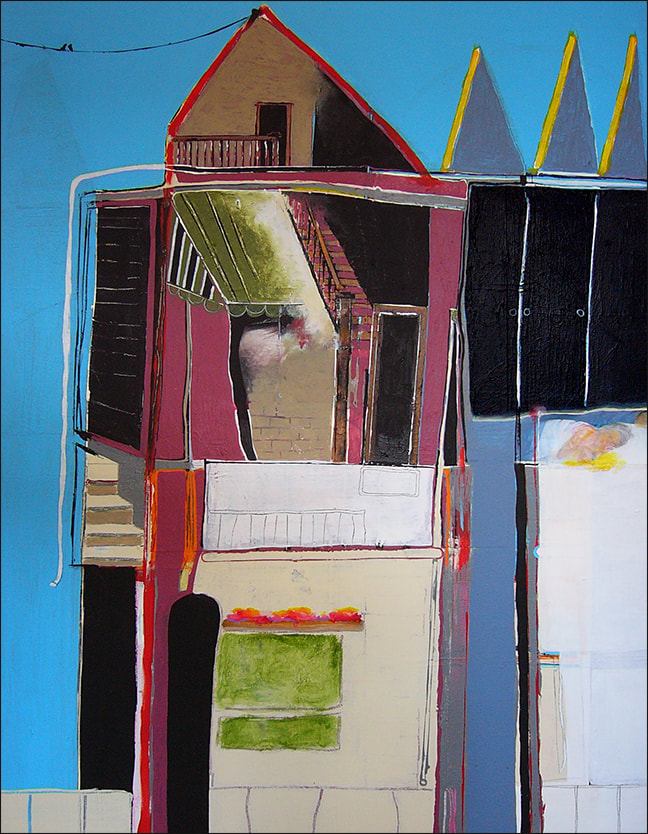 Urbanscape VIII, mixed media on canvas, 30″ x 40″ 2009, by Libby Saylor, The Goddess Attainable